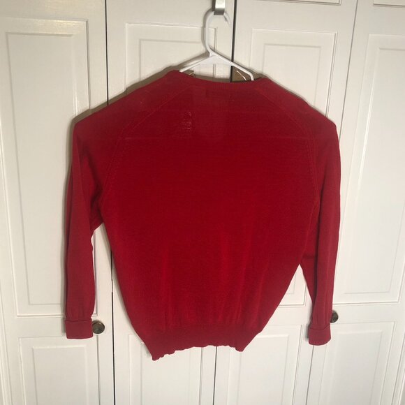 Vintage Lyle & Scott V-Neck Sweater Red Pullover  XL Golf Tennis Casualwear USA - Picture 3 of 7